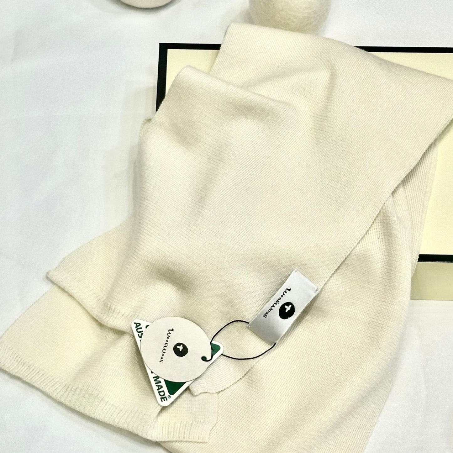 100% Wool Knit Scarf (Cream on the Top) + 100% Wool Scarf | Value Bundle