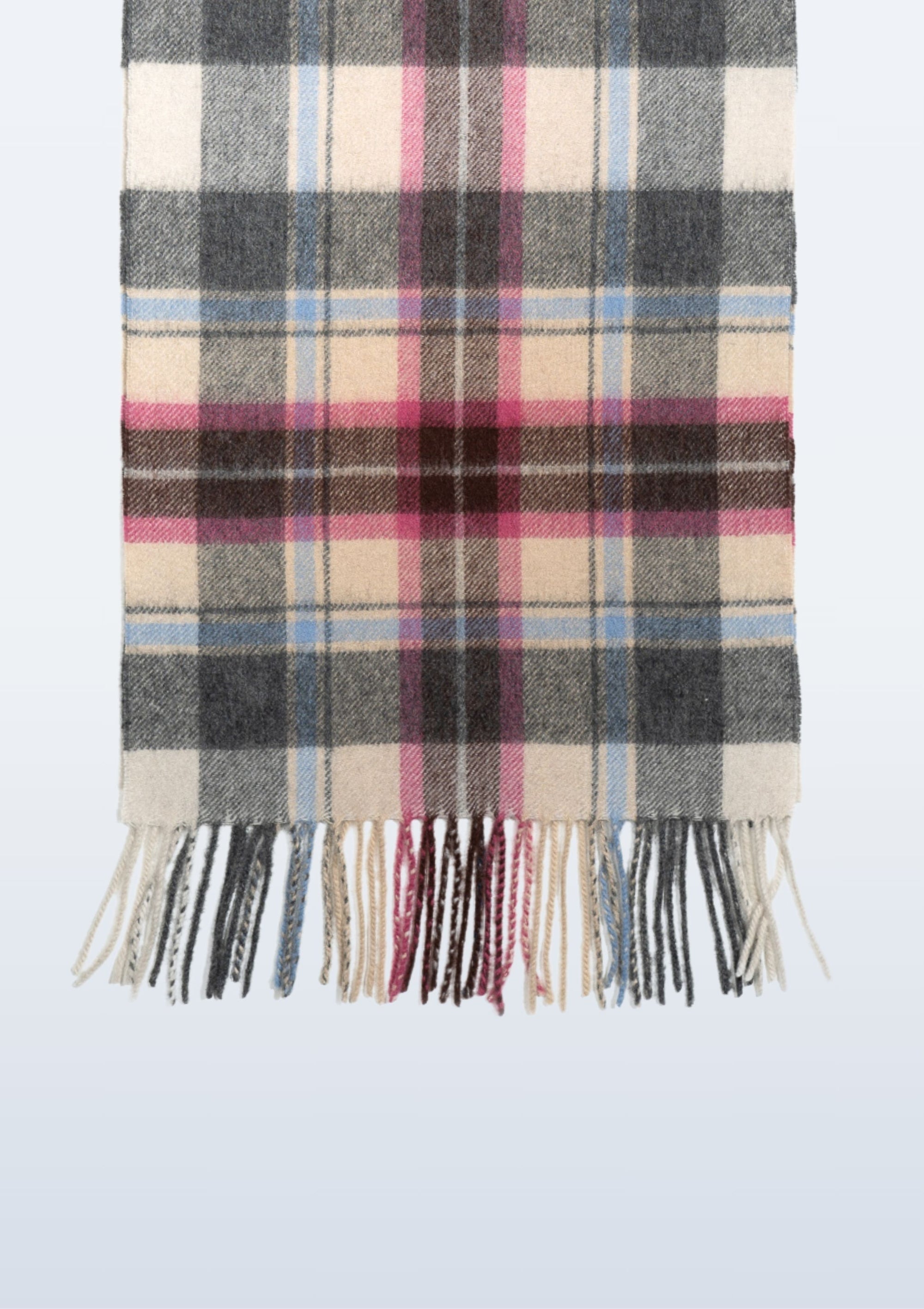 Australia Made Merino Wool Scarf | Tartan Scarf  - Rice Pink Thompson Scarf