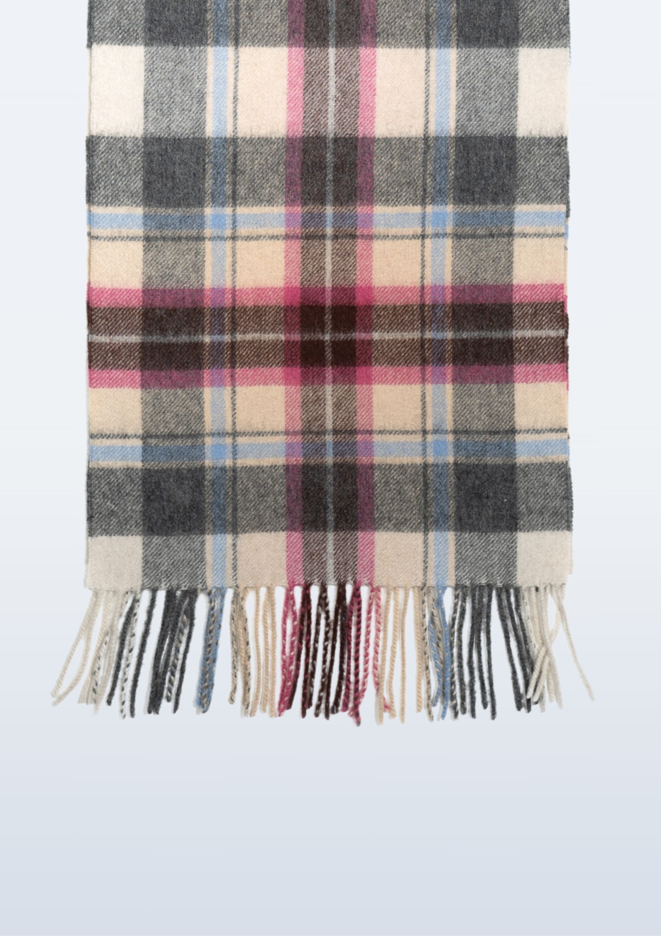 Australia Made Merino Wool Scarf | Tartan Scarf  - Rice Pink Thompson Scarf