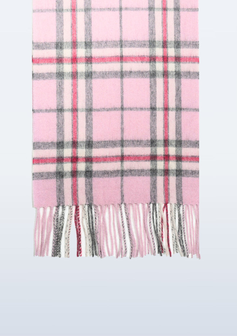 Australia Made Merino Wool Scarf | Tartan Scarf - Baby Pink Thompson Scarf