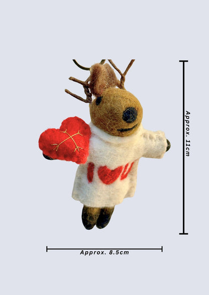 Handmade Wool Felt Reindeer Keychain