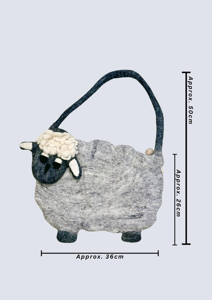 Handmade Felted Sheep Crossbody Bag