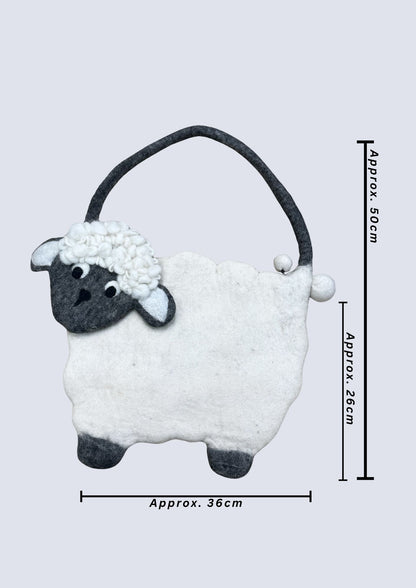 Handmade Felted Sheep Crossbody Bag