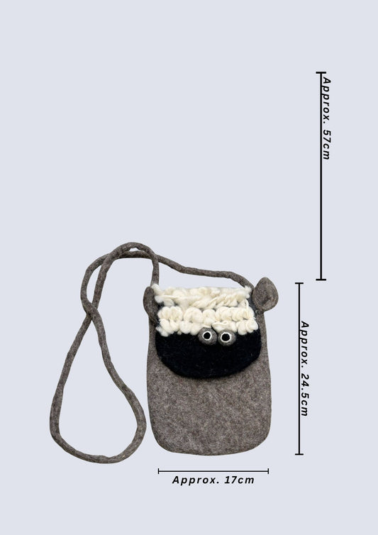 Handmade Felted Sheep Crossbody Bag