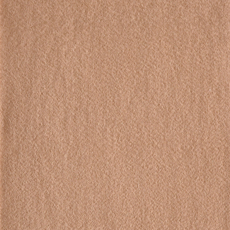 Flat lay of a camel wool scarf showing the material
