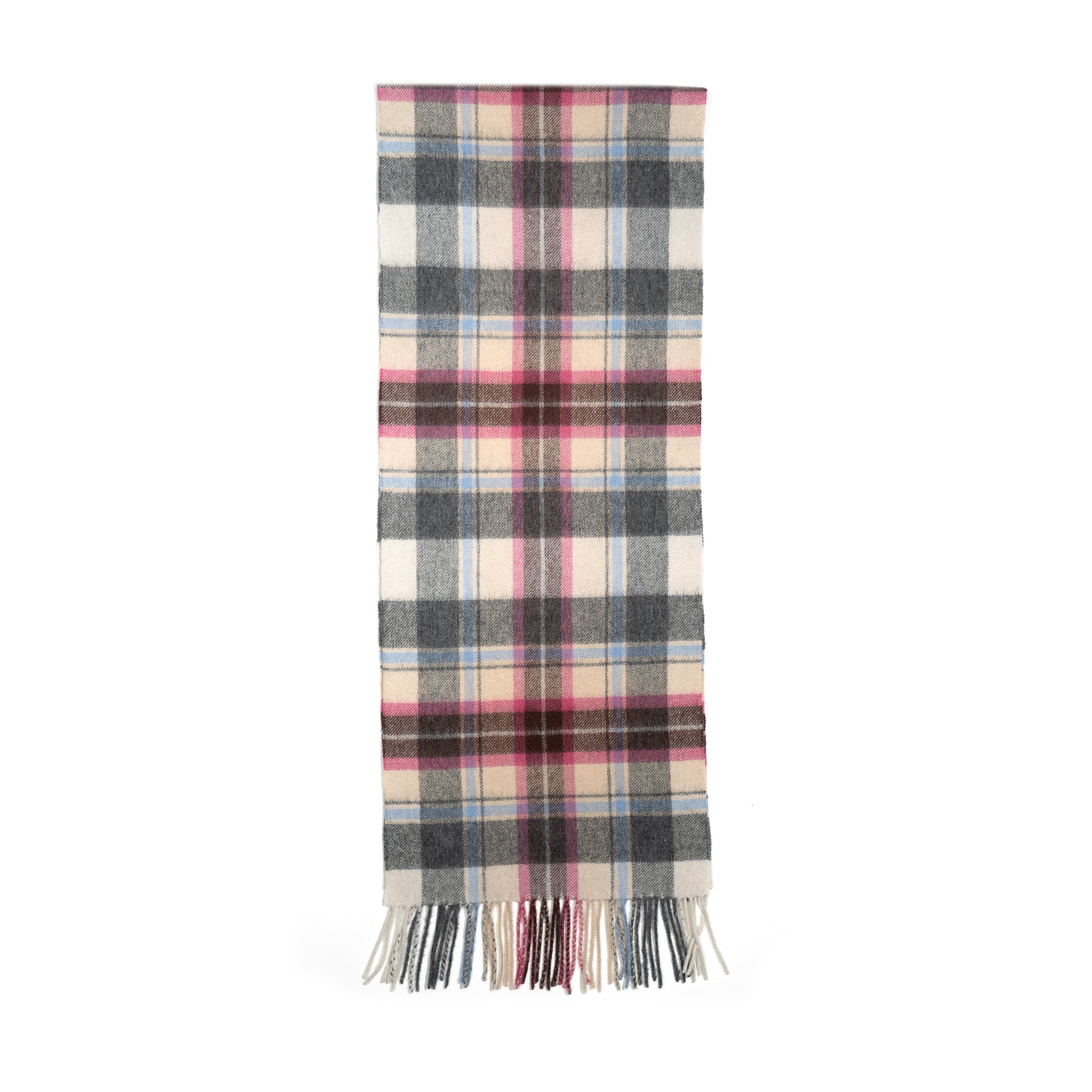 Australia Made Merino Wool Scarf | Tartan Scarf  - Rice Pink Thompson Scarf