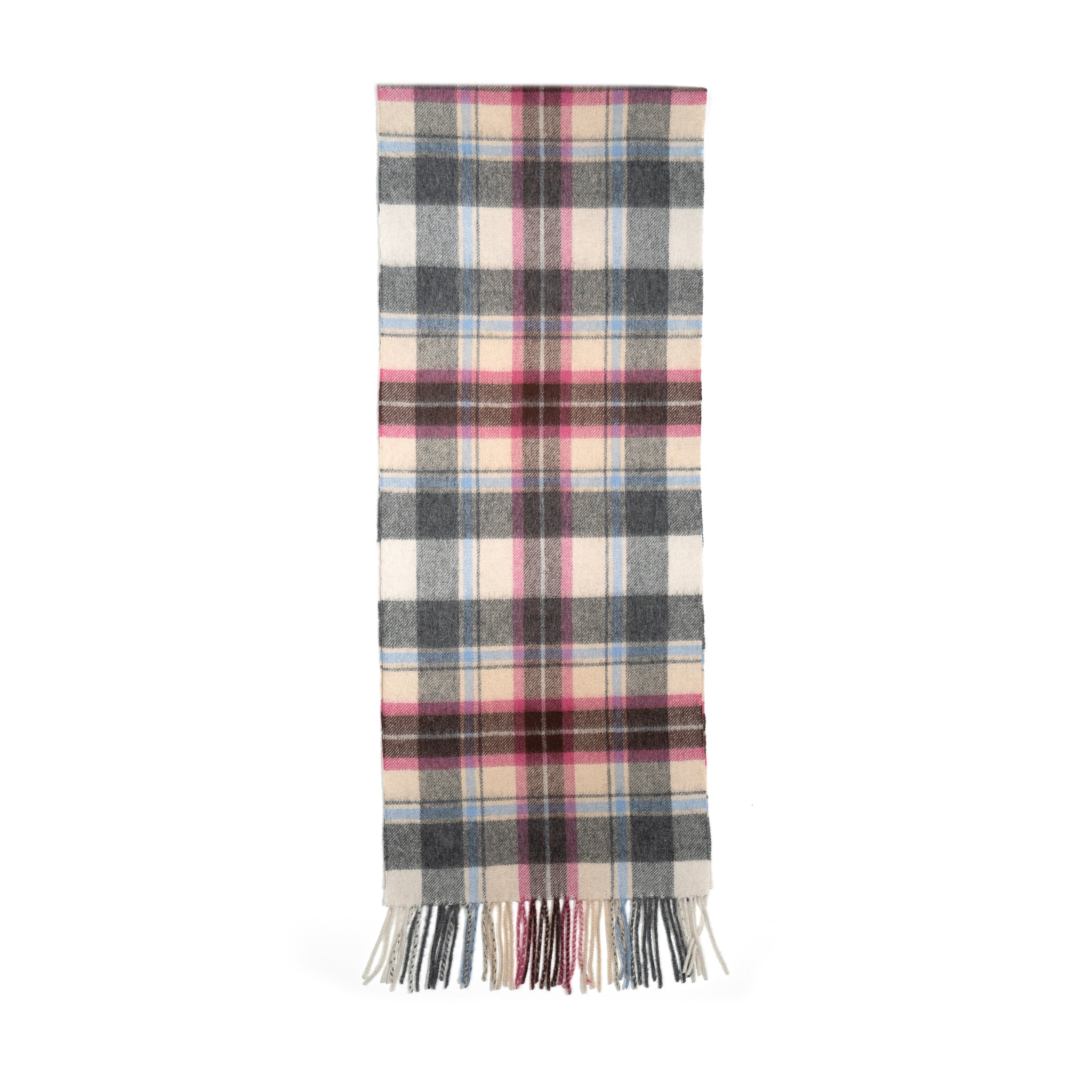 Australia Made Merino Wool Scarf | Tartan Scarf  - Rice Pink Thompson Scarf