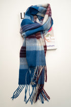 Australia Made Merino Wool Scarf | Tartan Scarf  - Indigo Blue Thompson Scarf