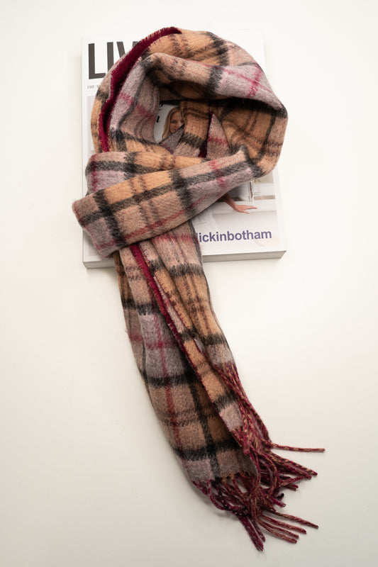 Australia Made Merino Wool Scarf | Tartan Scarf - Camel Stewart Scarf