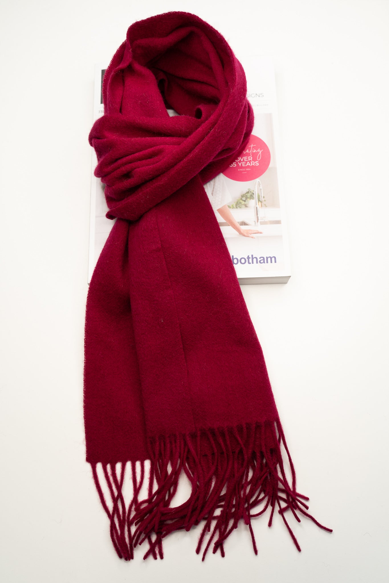 Australia Made Merino Wool Scarf | Solid Color Scarf - Burgundy Red