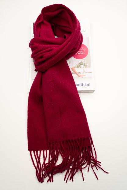 Australia Made Merino Wool Scarf | Solid Color Scarf - Burgundy Red