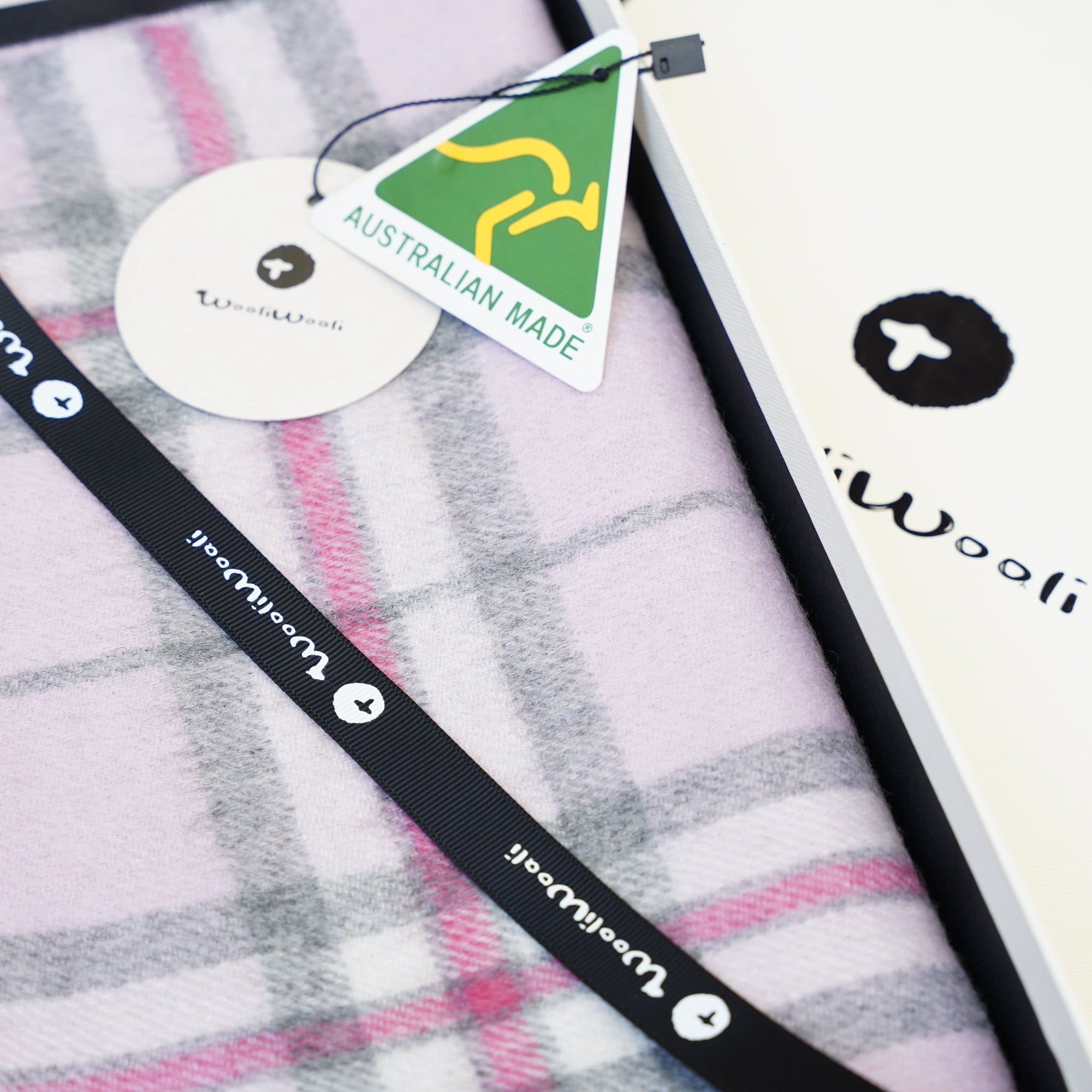 Australia Made Merino Wool Scarf | Tartan Scarf - Baby Pink Thompson Scarf