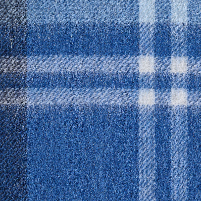 Close-up of blue and gray plaid fabric