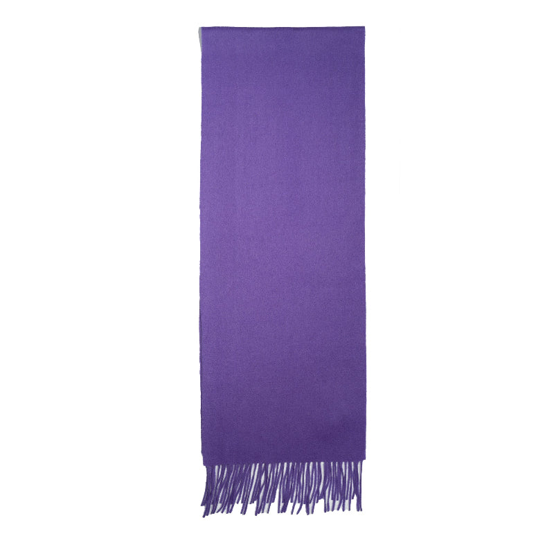 Purple scarf with fringes on a white background