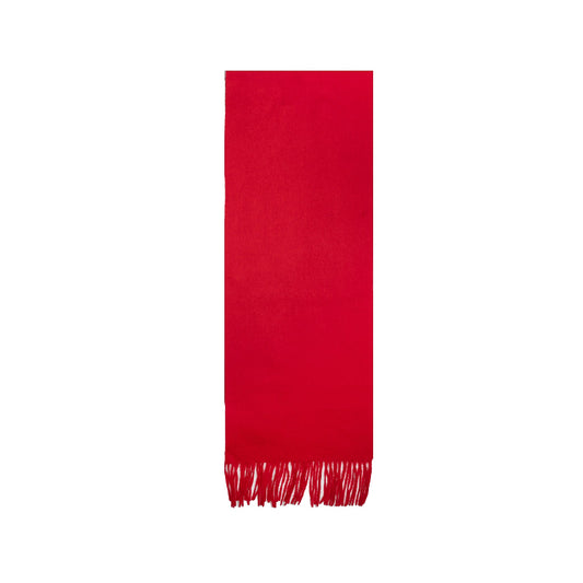 Red scarf with fringes on a white background