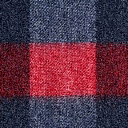 Close-up of a red and blue checkered fabric pattern