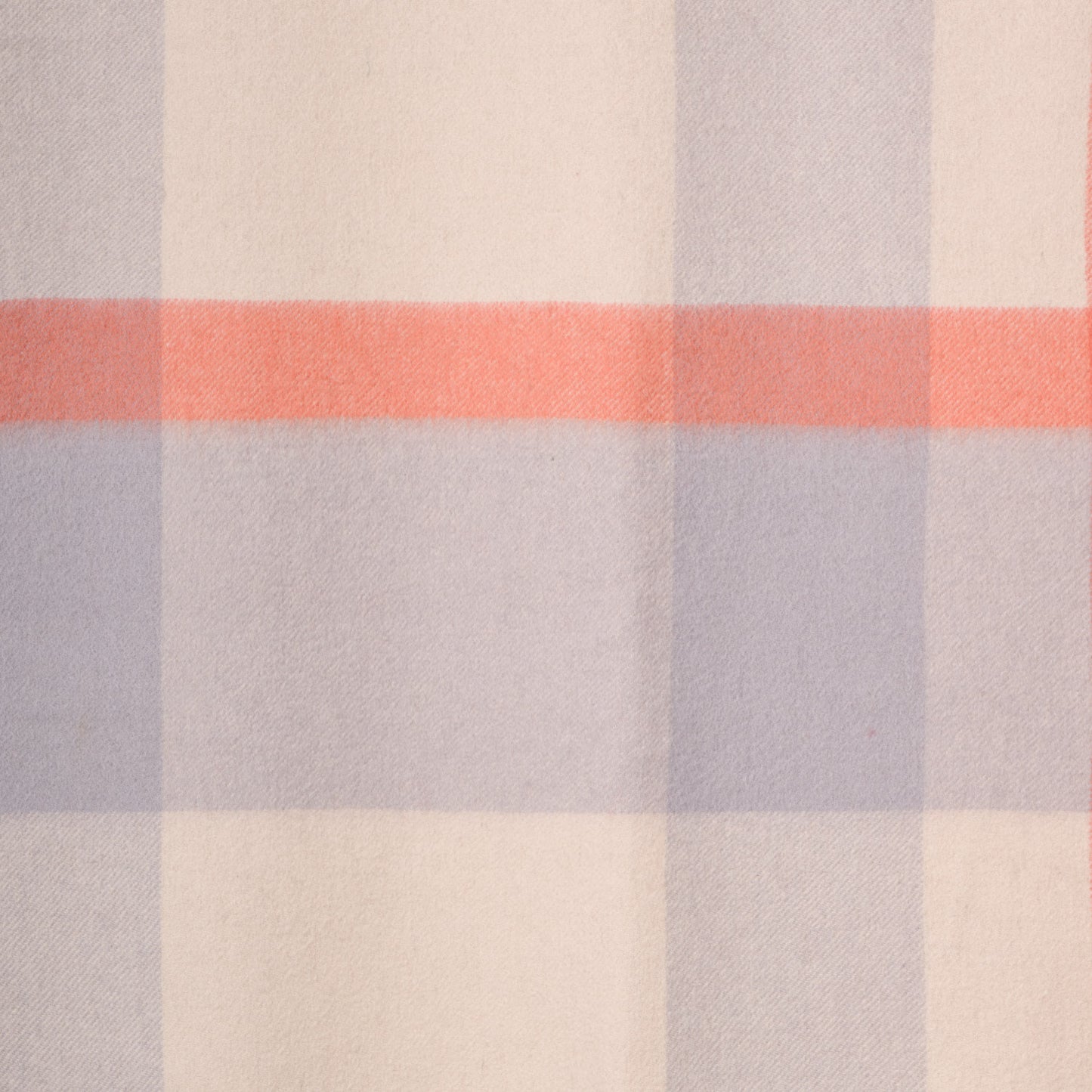 Plaid fabric pattern with horizontal stripes in pink, purple, and beige.
