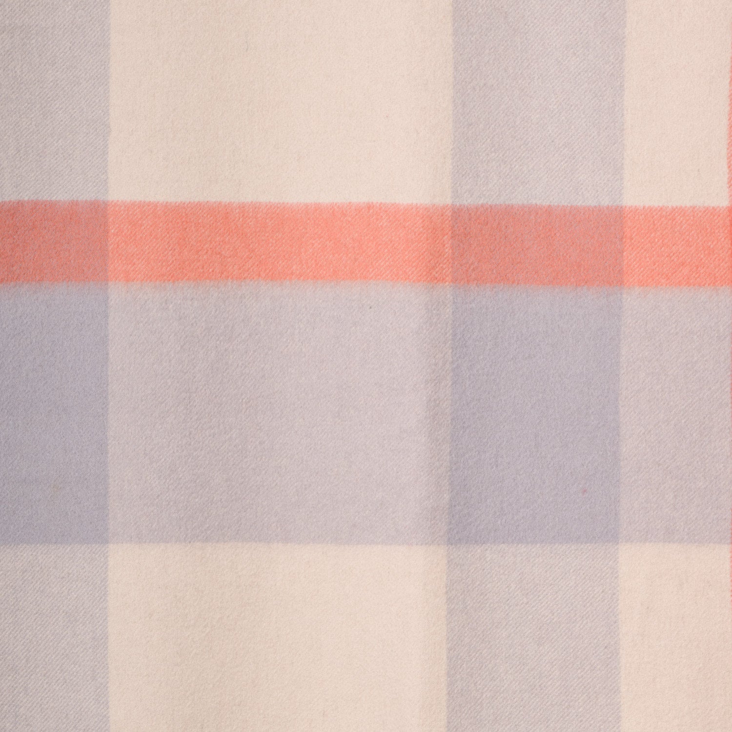 Plaid fabric pattern with horizontal stripes in pink, purple, and beige.
