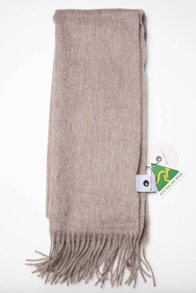 Australia Made Merino Wool Scarf | Beige Gray Scarf