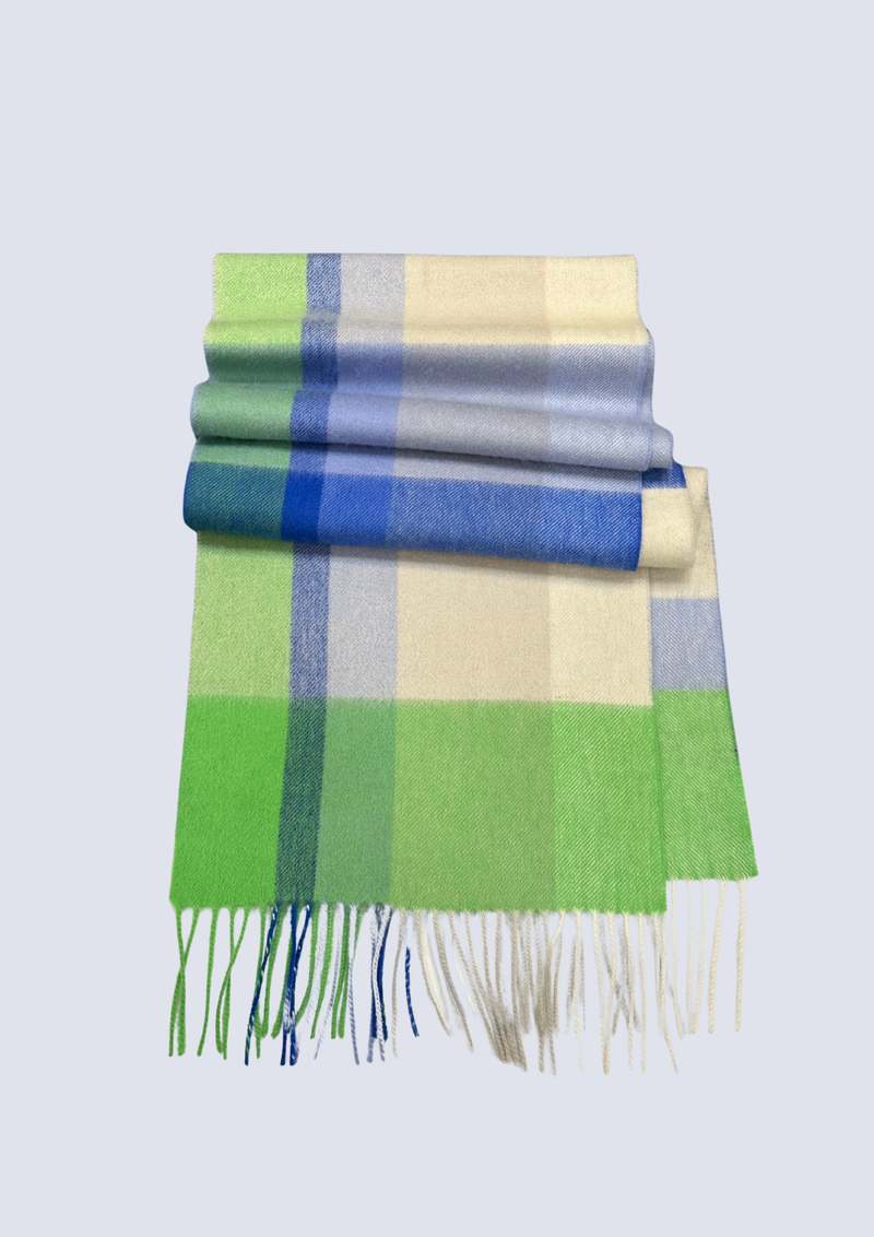 Australia Made 100% Merino Wool Scarf｜Plaid Scarf - Lemon & Lime
