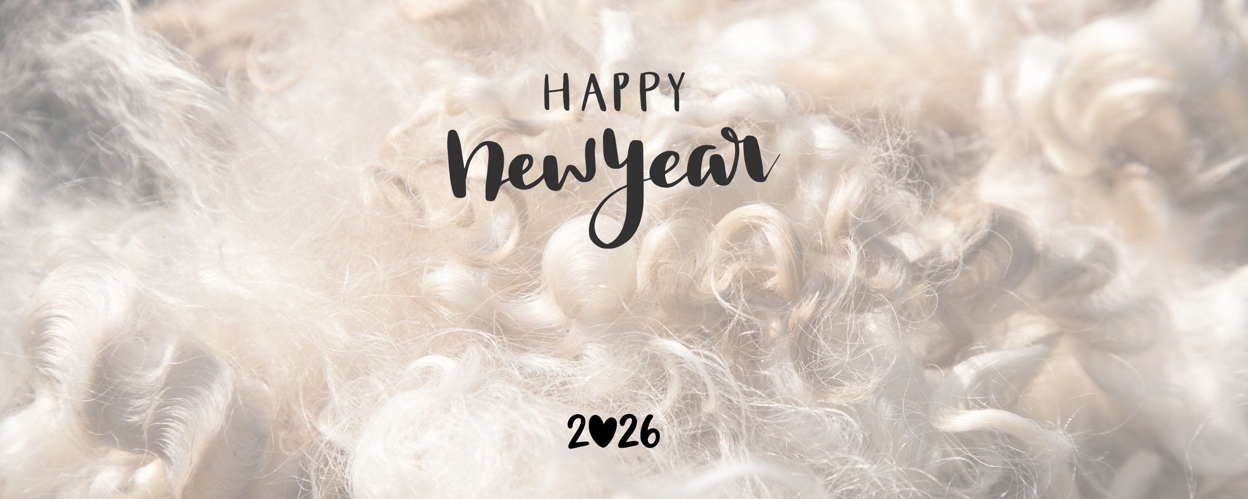 Text 'Happy New Year 2026' on a textured beige background
