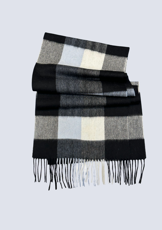 Australia Made 100% Merino Wool Scarf |  Sky Blue Plaid Scarf -  Windsor, NSW