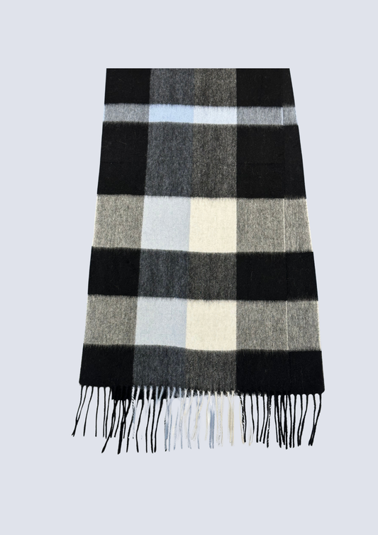 Australia Made 100% Merino Wool Scarf |  Sky Blue Plaid Scarf -  Windsor, NSW