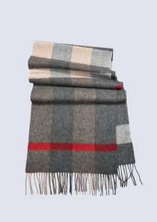 Australia Made 100% Merino Wool Scarf| Brown Checks Scarf - Wilpena Pound, SA
