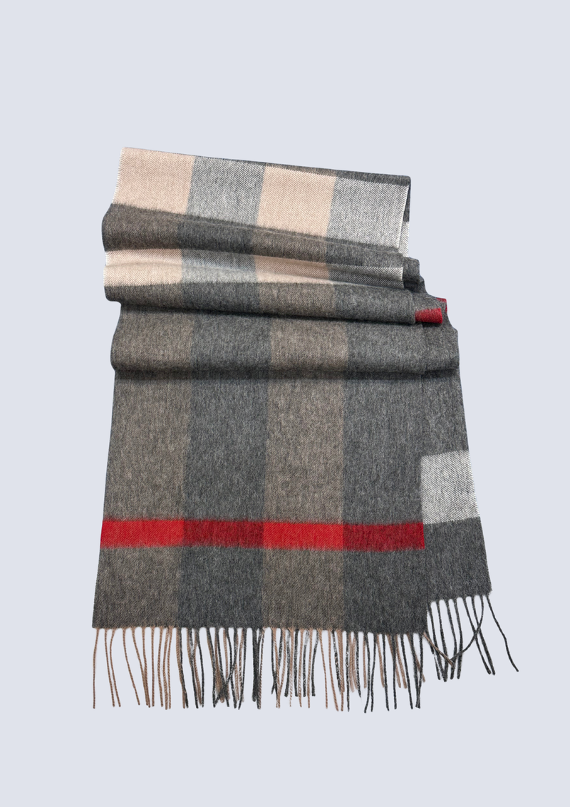 Australia Made 100% Merino Wool Scarf| Brown Checks Scarf - Wilpena Pound, SA