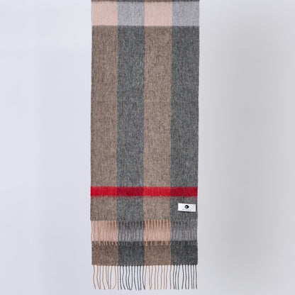 Australia Made 100% Merino Wool Scarf| Brown Checks Scarf - Wilpena Pound, SA