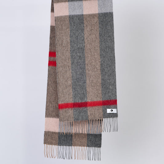 Australia Made 100% Merino Wool Scarf| Brown Checks Scarf - Wilpena Pound, SA