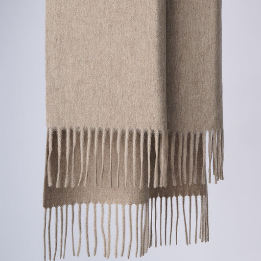 Australia Made Alpaca Wool Scarf | Beige Plain Shawl - Uluru, NT