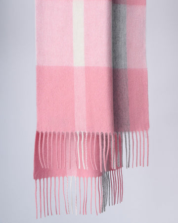 Australian Made Merino Wool Scarf | Pink Plaid Scarf-  Lake Hillier, WA