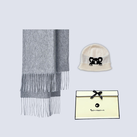 WooliWooli_greyscarf_whitebeanie_giftset