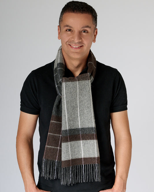 Australia Made 100% Merino Wool Scarf | Plaid Scarf - Coco Brownie