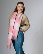 Australian Made Merino Wool Scarf | Pink Plaid Scarf-  Lake Hillier, WA