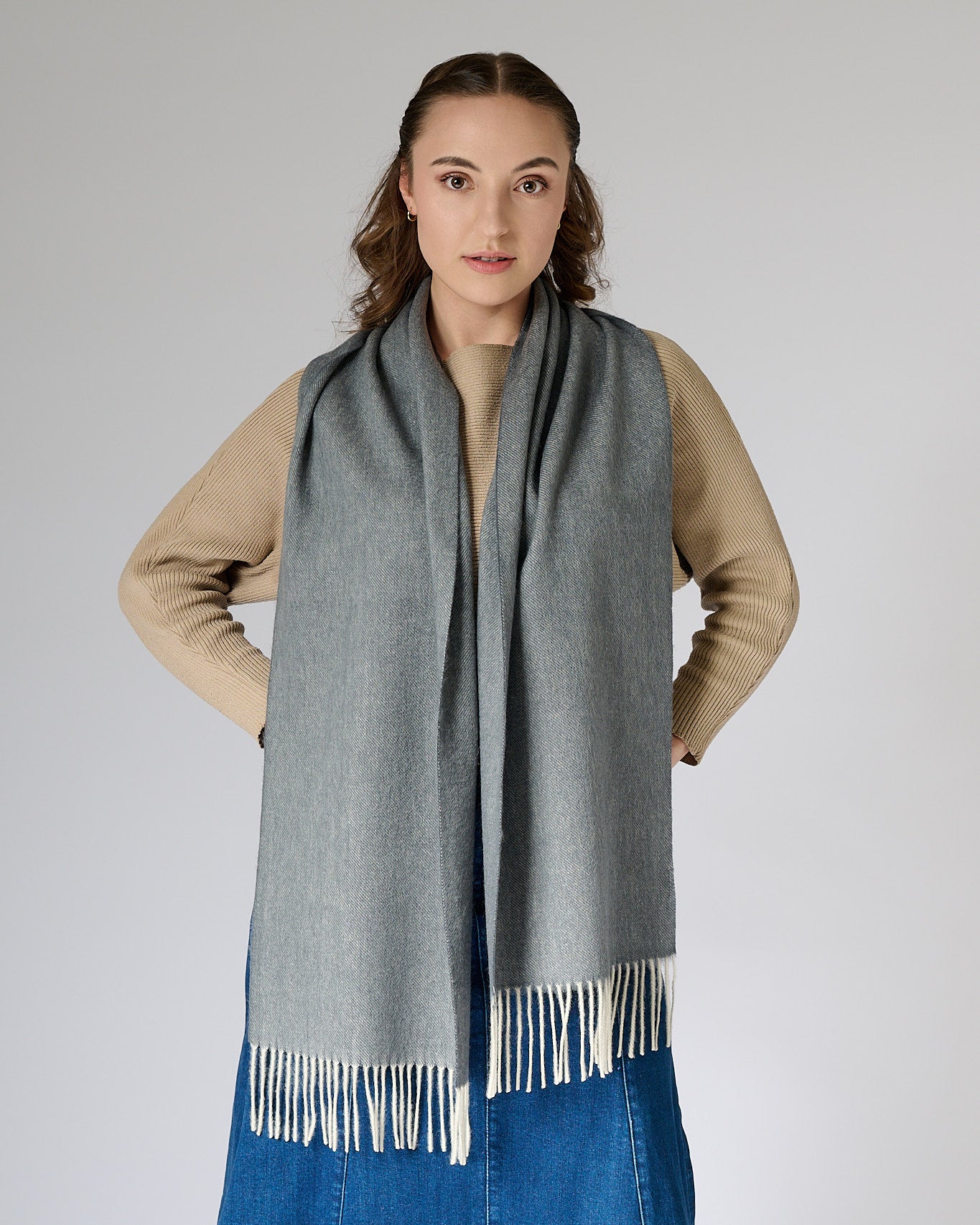 Australia Made 100% Merino Wool Scarf | Bluish Grey - Ashwood Frostfall