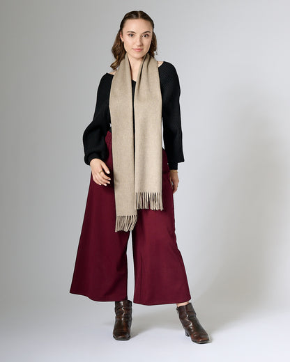 Australia Made Alpaca Wool Scarf | Beige Plain Shawl - Uluru, NT