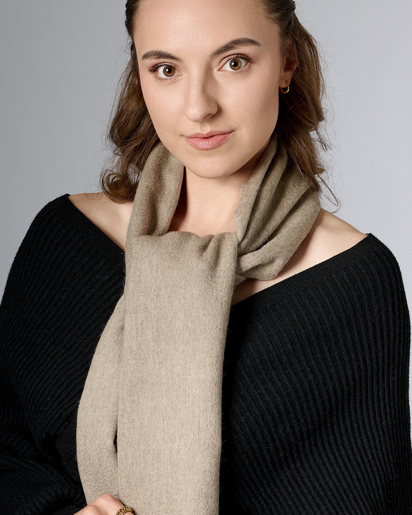 Australia Made Alpaca Wool Scarf | Beige Plain Shawl - Uluru, NT