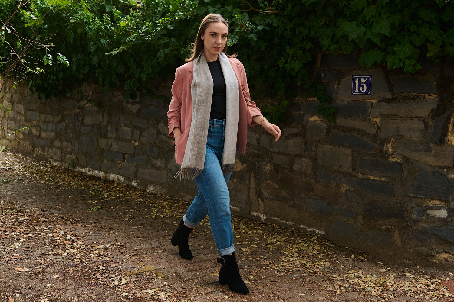 WooliWooli Australian Made Merino wool scarf styled for everyday wear