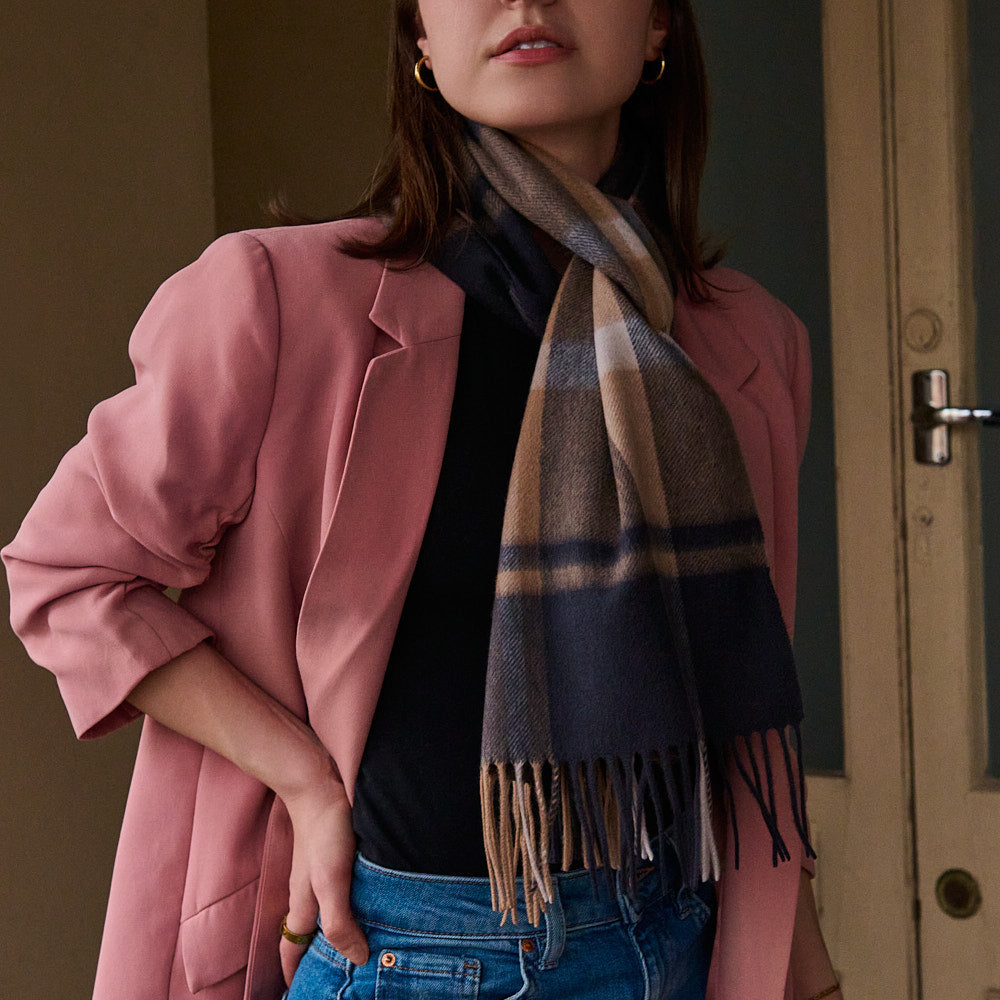 100% Australian Merino Wool Scarf |Timeless Plaid - Autumn Lake